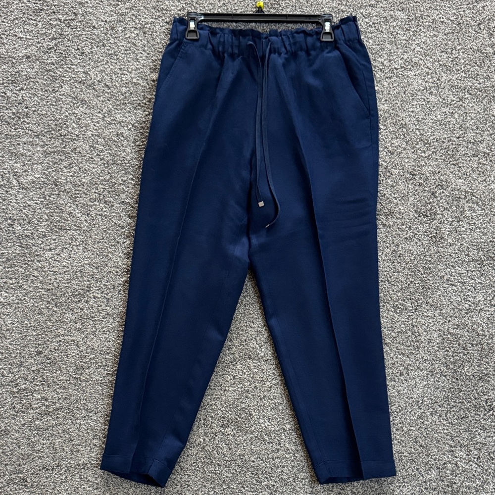 LOFT Women’s Navy Drawstring Tapered Pants Medium petite